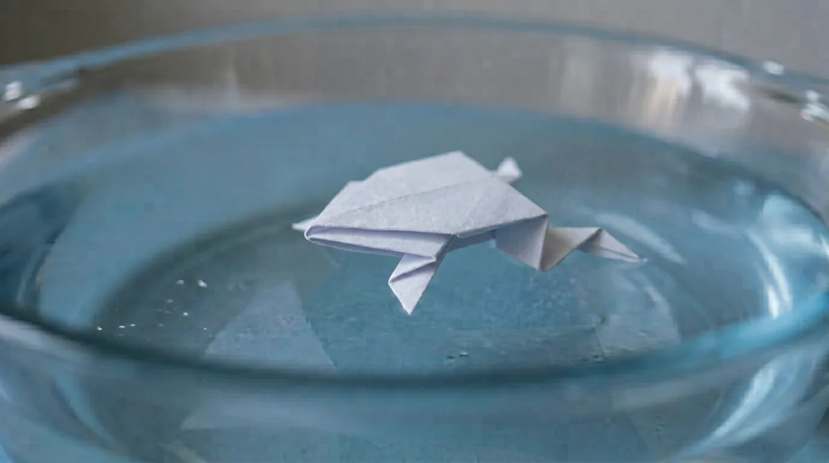 Barquinho de papel + bacia de água